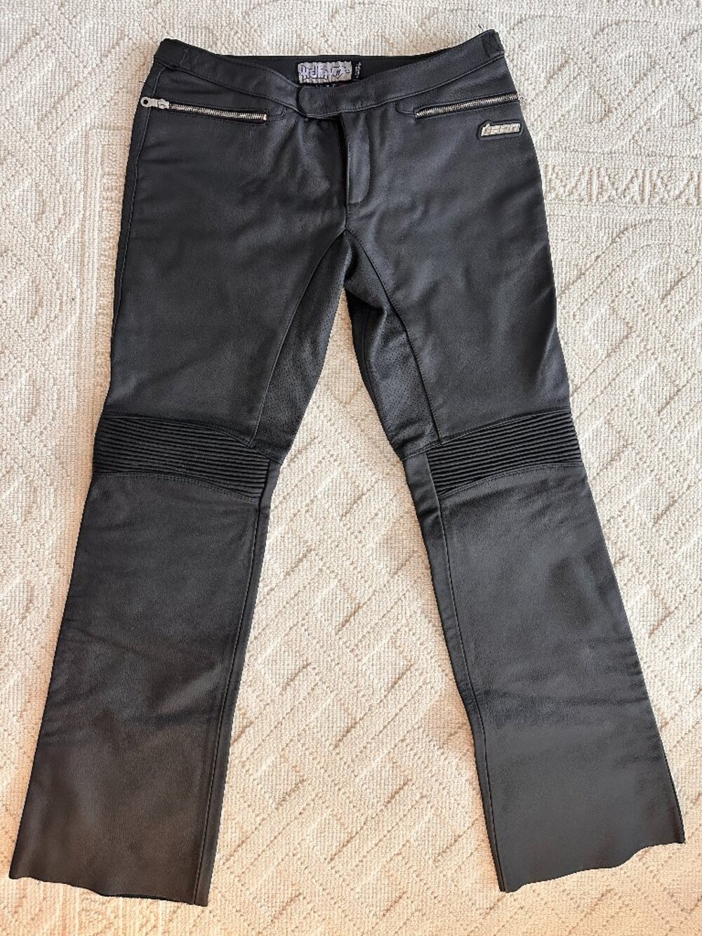 Icon Hella Leather Motorcycle Pants with Red Mesh Lining
